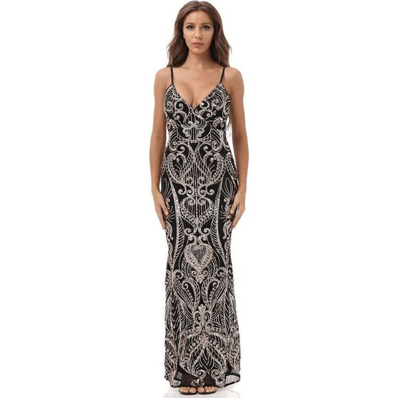 Formal Sequin Backless Long Evening Gown Maxi Wedding Slip Dress SIZE 4 NEW - Picture 8 of 10